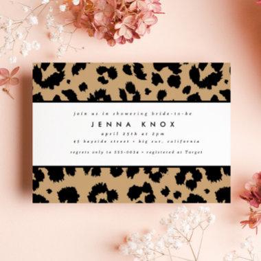 Chic Black Animal Print Leopard Bridal Shower Invitations