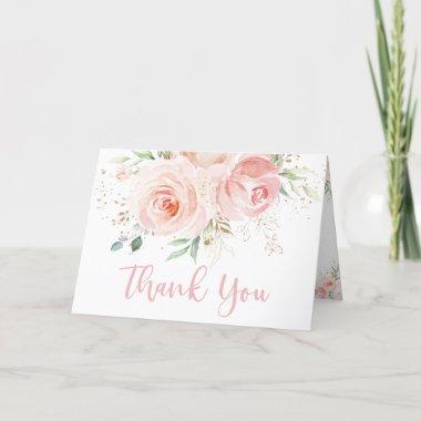 Chic Blush Pink Floral Baby Bridal Shower Wedding Thank You Invitations