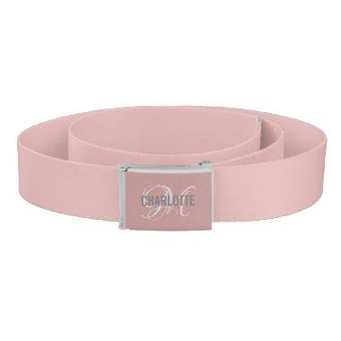 Chic blush pink monogram name belt