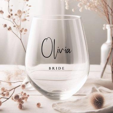 Chic Bride Wedding Stemless Wine Glass