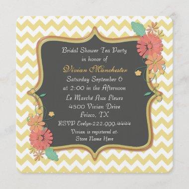 Chic Chevron and Floral Bridal Shower Invitations