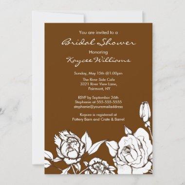 Chic Elegant Floral Bridal Shower Invitations Brow