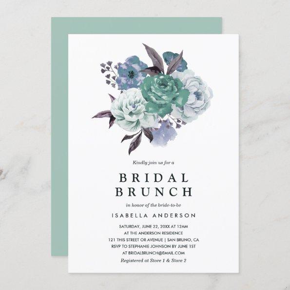 Chic Floral Watercolor Spring Bridal Shower Brunch Invitations