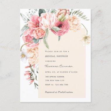 Chic garden themed watercolor floral bridal shower invitation postInvitations
