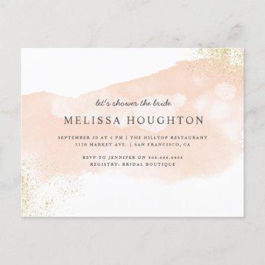 Chic Gold Glitter Blush Pink Bridal Shower Invitation PostInvitations