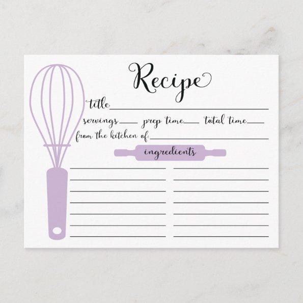 Chic Hand Lettered Lavender Whisk Recipe Invitations