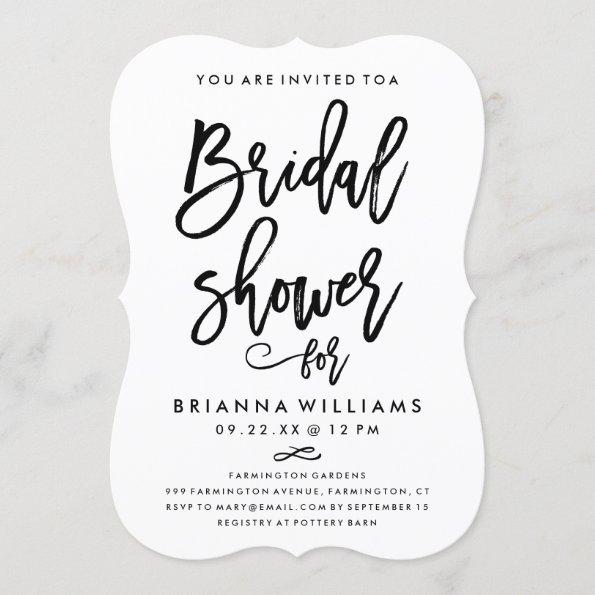 Chic Hand Lettered Wedding Bridal Shower Invitations