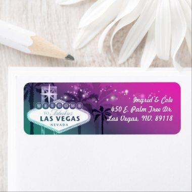 Chic Hot Pink Las Vegas Wedding Address Label