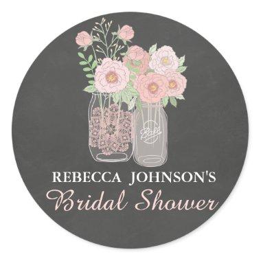 Chic Mason Jar & Chalkboard Bridal Shower Sticker