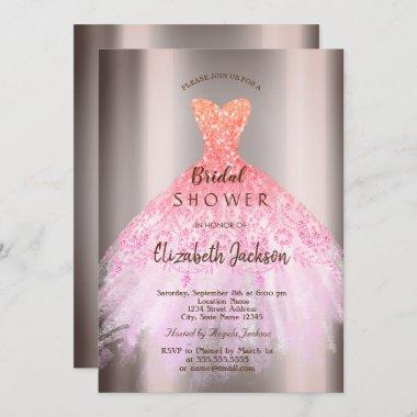 Chic Ombre Glitter Dress, Bridal Shower Invitations