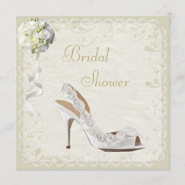 Chic Shoe & Bouquet Bridal Shower Invitations