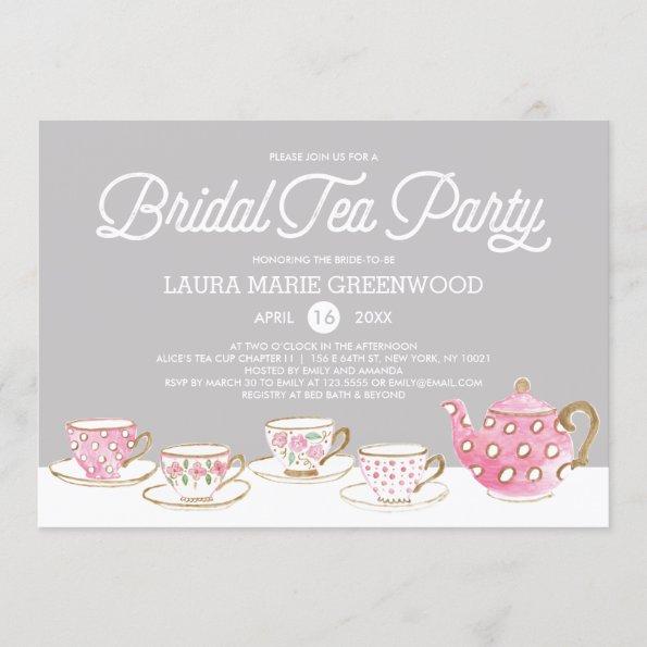 Chic Watercolor Bridal Tea Party Bridal Shower Invitations