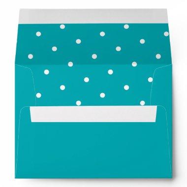 Chic White Polka Dot Pattern Blue Turquoise Envelope