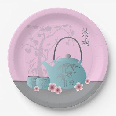 Chinese "Tea for two" and "Love" on tea cup Paper Plates