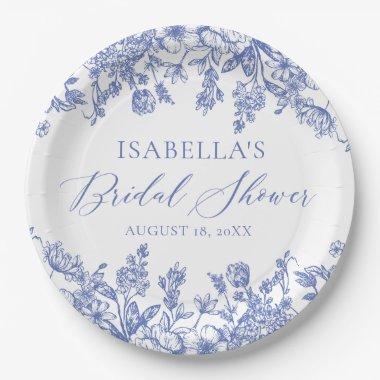 Chinoise French Victorian Blue Bridal Shower Paper Plates