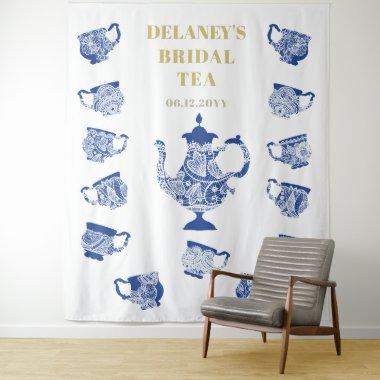 Chinoiserie Navy Tea Lace Bridal Shower Backdrop