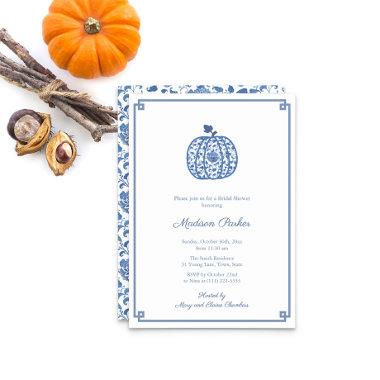 Chinoiserie Pumpkin Blue And White Bridal Shower Invitations