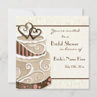 Chocolate Cake Bridal Shower Invitations