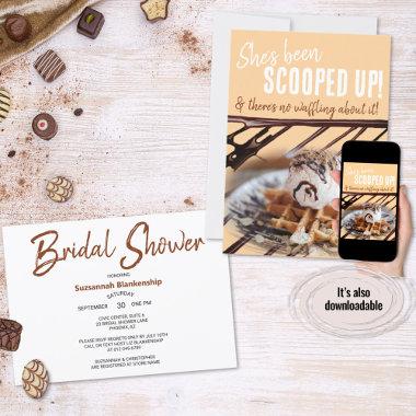 Chocolate Drizzle Ice Cream Scoop on a Waffle Invitations