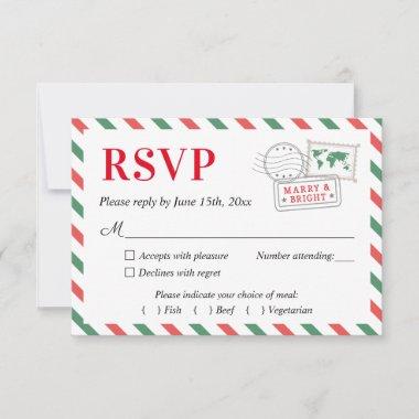 Christmas Travel Wedding Party RSVP Card Postcard
