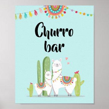 Churro Bar Snack Fiesta Llama Baby Shower Sign