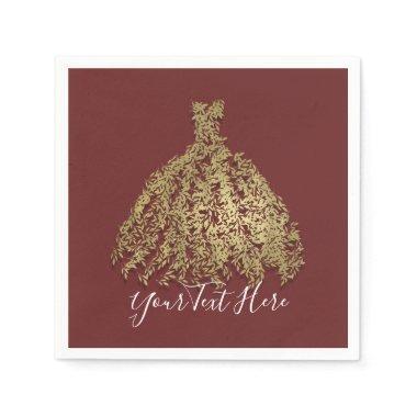 Cinnamon Gold Rustic Botanical Dress Bridal Shower Napkins