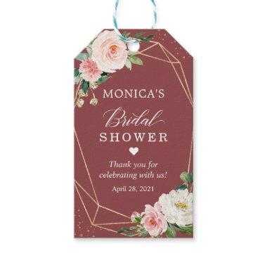 Cinnamon Rose Blush Floral Bridal Shower Favor Gift Tags