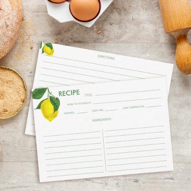Citrus Lemon Yellow Green Recipe Invitations