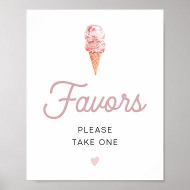 CLARA Retro Pink Ice Cream Wedding Party Favors Po Poster