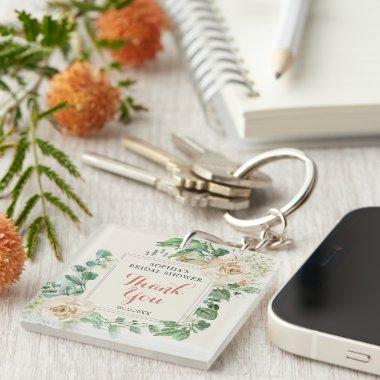 Classic Boho Rose Floral Bridal Shower Thank You Keychain