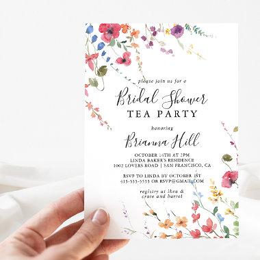 Classic Colorful Wild Bridal Shower Tea Party Invitations