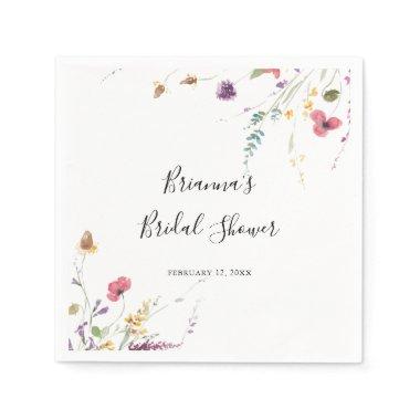 Classic Colorful Wild Floral Bridal Shower Napkins