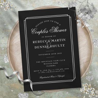 Classic Deco | Black and White Couples Shower Invitations