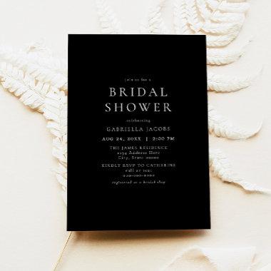 Classic Elegant Minimalist Black Bridal Shower Invitations