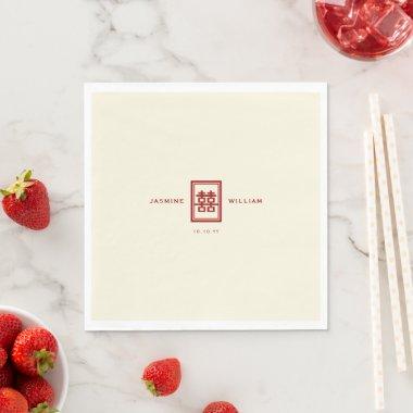 Classic Rectangle Double Happiness Chinese Wedding Paper Napkins