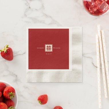 Classic Square Double Happiness Chinese Wedding Napkins
