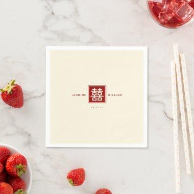 Classic Square Double Happiness Chinese Wedding Paper Napkins