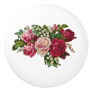 Classic Victorian Roses Lily of the Valley Romance Ceramic Knob