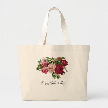 Classic Victorian Roses Lily of the Valley Romance Large Tote Bag