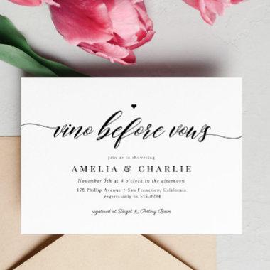 Classic Vino Before Vows Couples Bridal Shower Invitations