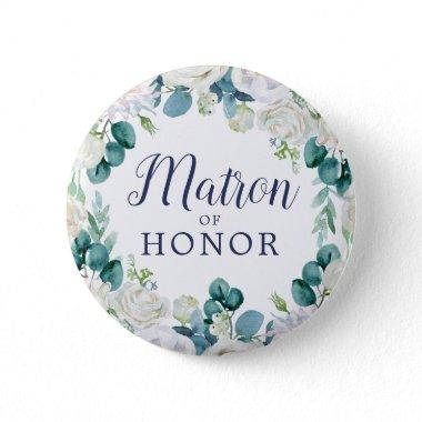 Classic White Flower Matron of Honor Bridal Shower Button
