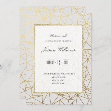 Classy Gold & White Bridal Shower Invitations