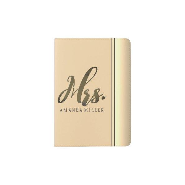 Classy Mrs. Rosy Gold Typography Personalized Passport Holder