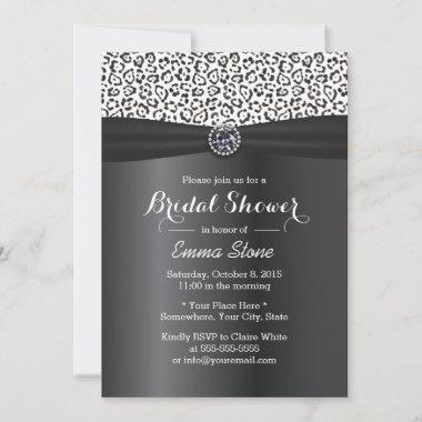 Classy Snow Leopard Print Pattern Bridal Shower Invitations
