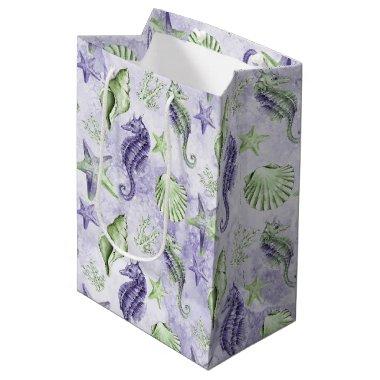 Coastal Chic | Purple and Lime Green Ocean Party Medium Gift Bag