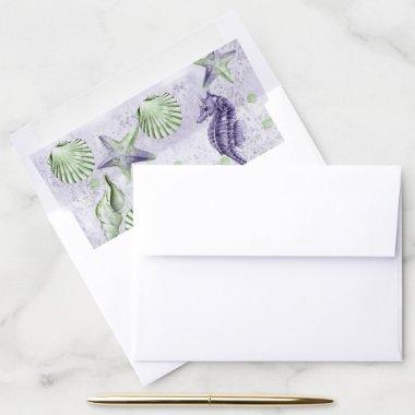 Coastal Chic | Purple and Lime Green Party Envelope Liner
