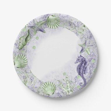 Coastal Chic | Purple and Lime Green Party Paper Plates