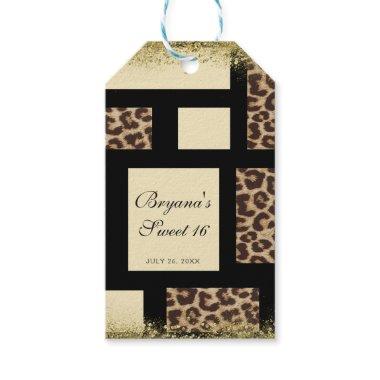 Color Block Cream Ivory Black & Leopard Cheetah Gift Tags