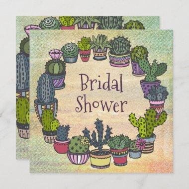 Colorful Cactus Bridal Shower Invitations