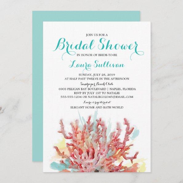 Colorful Coral Reef Watercolor | Bridal Shower Invitations